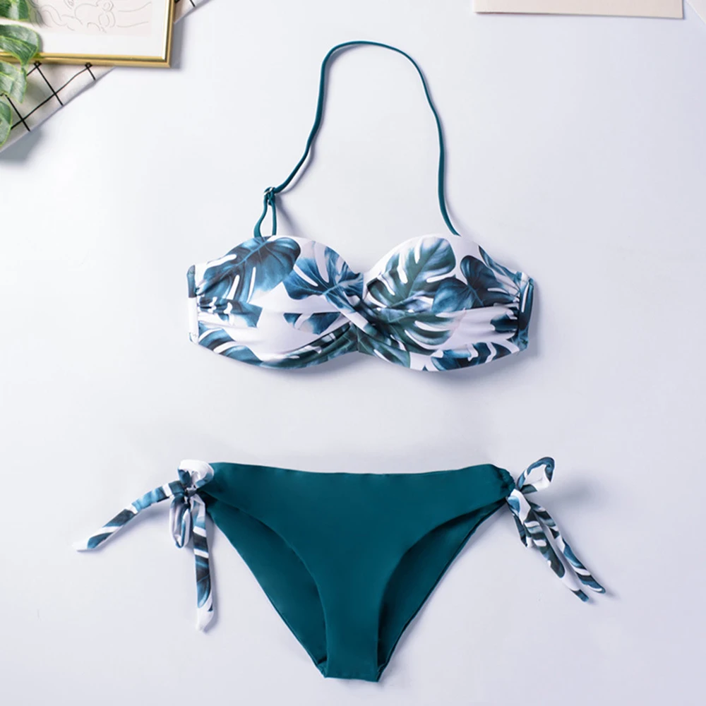 feminino rendas vieira borda bandeau bikini conjunto