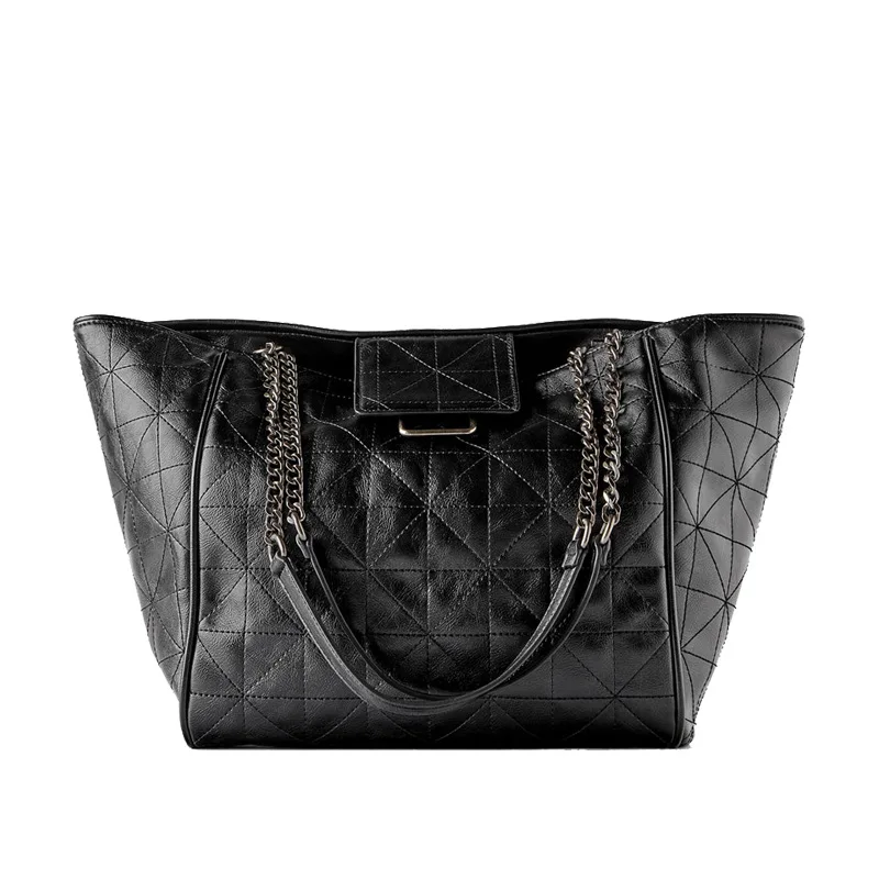 

Z Home New Style Autumn And Winter Hot Selling Black And White with Pattern Rock WOMEN'S Bag Toth Rhombus Flip Soft Shopping Bag