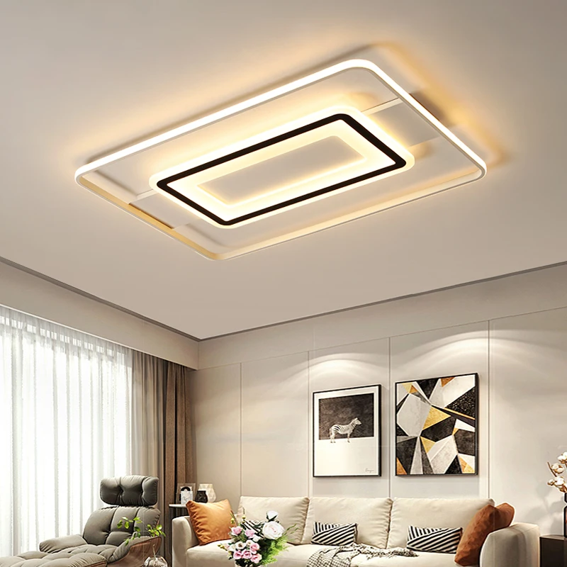 Modern LED ceiling lamp living room bright modern lamps white black dining study | Лампы и освещение