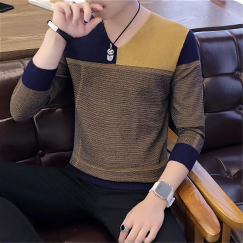 Осень-зима Для мужчин s Повседневное Slim Fit мужской свитер с о-образной горловиной Для мужчин из овечьей шерсти детская одежда