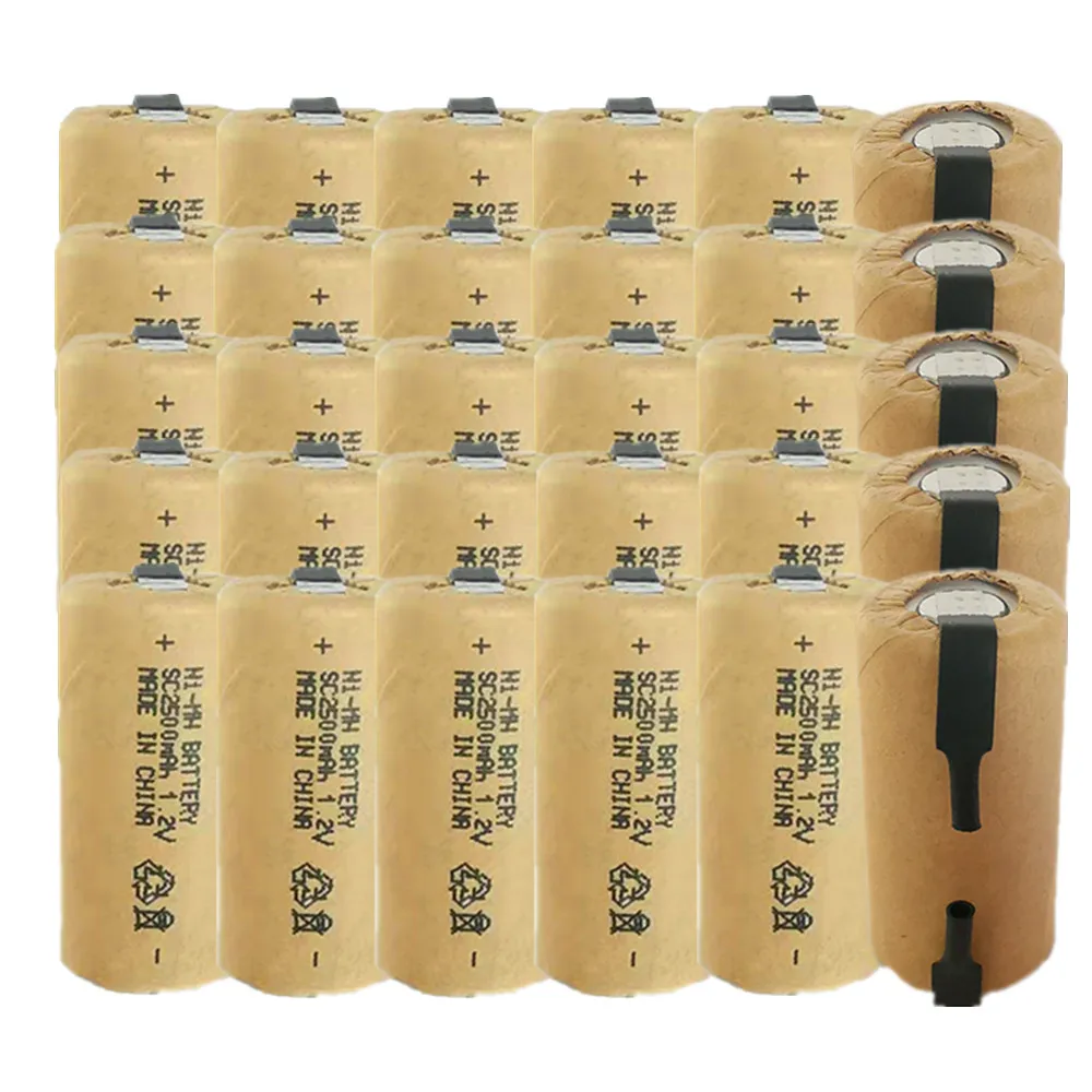 

high power battery 30pcs SC2500mah battery 1.2v rechargeable nimh batteries for power tools akkumulator electric drills