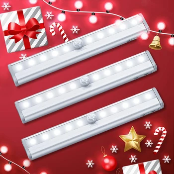 

Motion Sensor Lights, 10-LED DIY Stick on Anywhere Battery Operated Portable Wireless Closet Light, Safe Lights for Hallway, Sta