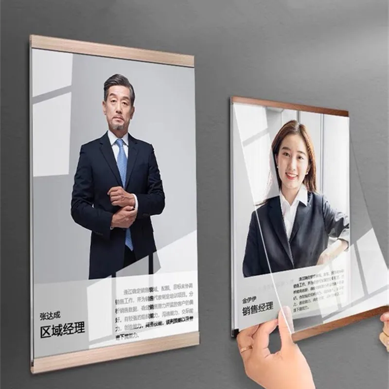 A4 Wall Mount Acrylic Picture Photo Frame Magnetic Document Sign Poster Holder Display Frame 10 15cm a6 wall mount picture photo display ad frame acrylic sign holder price label holder stand