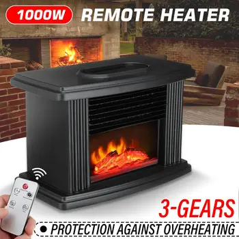 

Mini Electric Fireplace Hater with Remote Control 1000W Fireplace Electric Flame Decoration Portable Indoor Space Heater