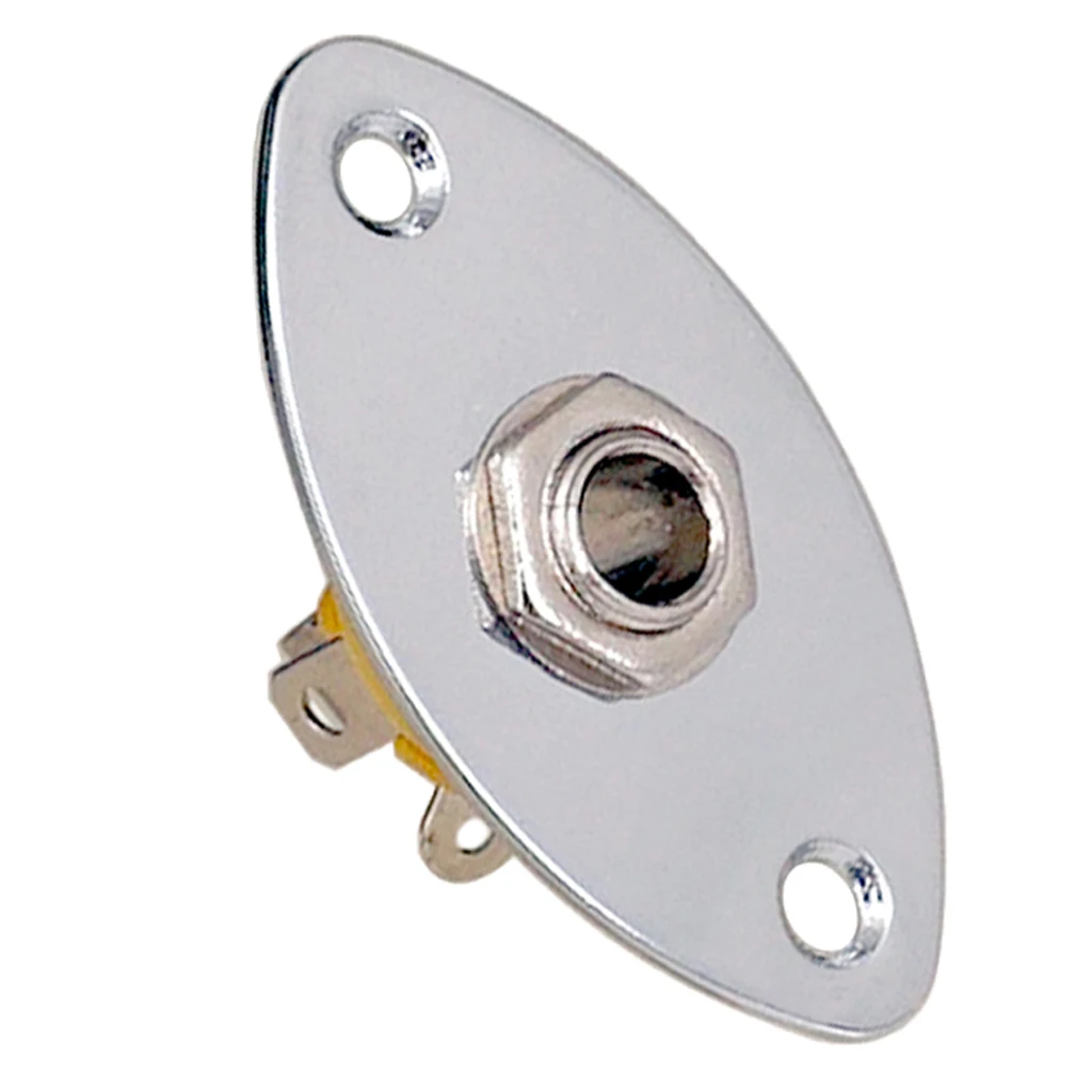 Guitar Metal Oval Curved Jacket Plug Plate Bass Jack Plug Socket for Electric Guitar Bass Parts 
