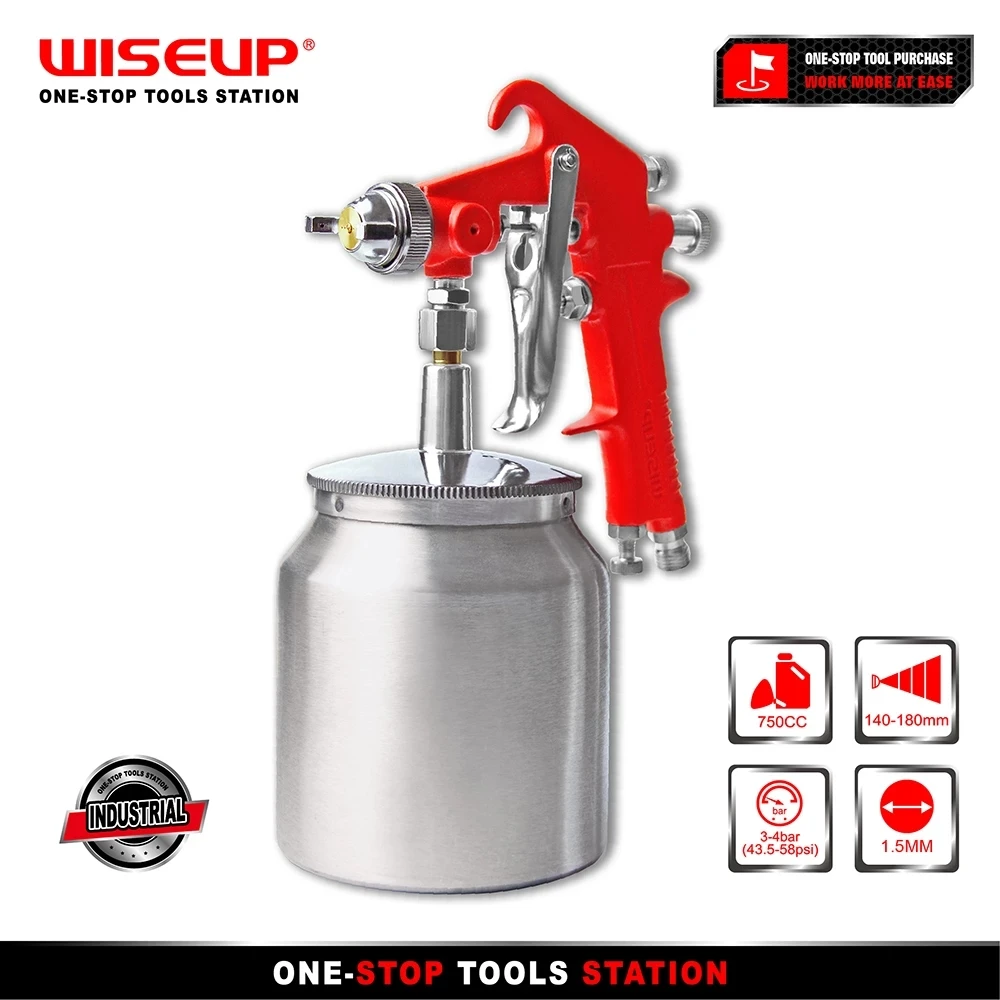 WISEUP Professional Pneumatic Airbrush 1.5mm Nozzle Paint Spray Gun High Quality 750ml Sprayer For Painting Car Tools | Инструменты
