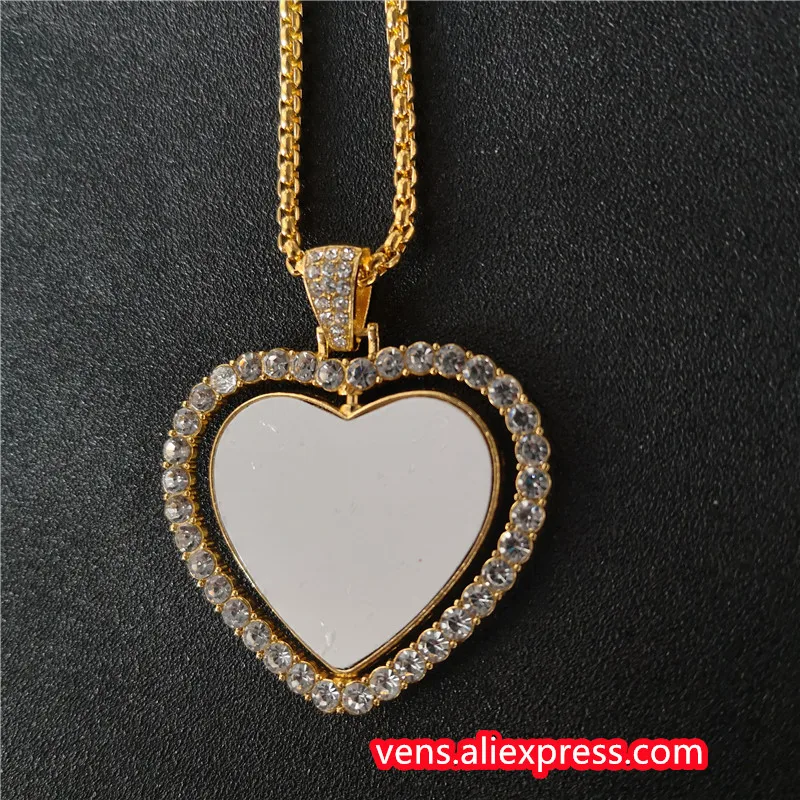 sublimation blank heart shape  necklaces pendants hot transfer printing pendant jewelry consumables two sided printing 10pcs/lot 3