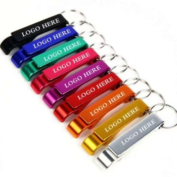 

Free Laser Engraving Bottle Opener Keychain Rings Custom Logo Metal Key Chain Bottle / Can Openers Promotional Gift Item