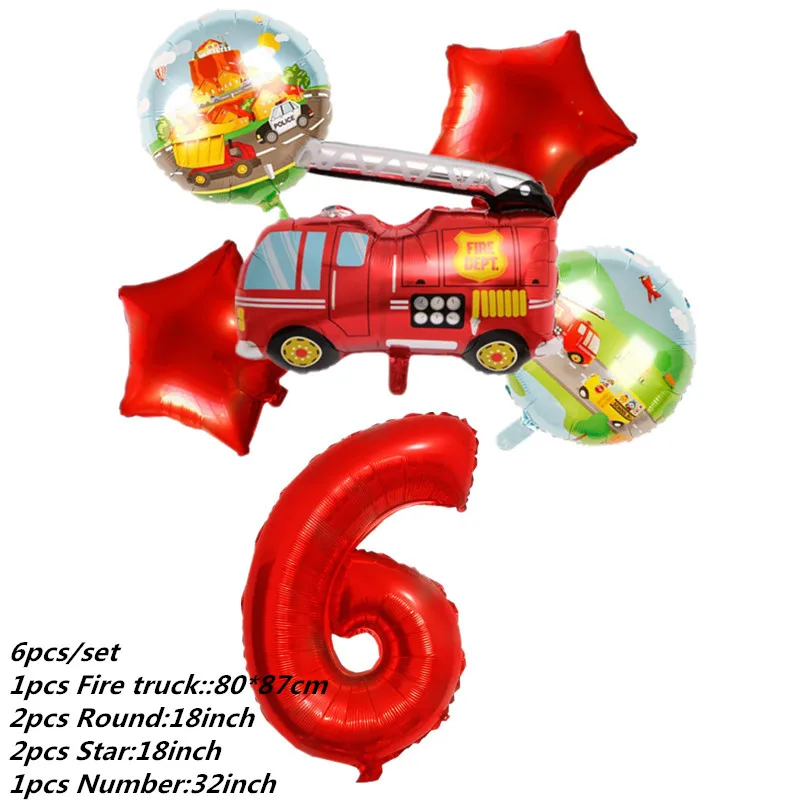 Fireman Sam Theme Birthday Party Tableware Banner Paper Cup Plate Fire Truck Balloon Party Supplise Boy Baby Shower Decor 