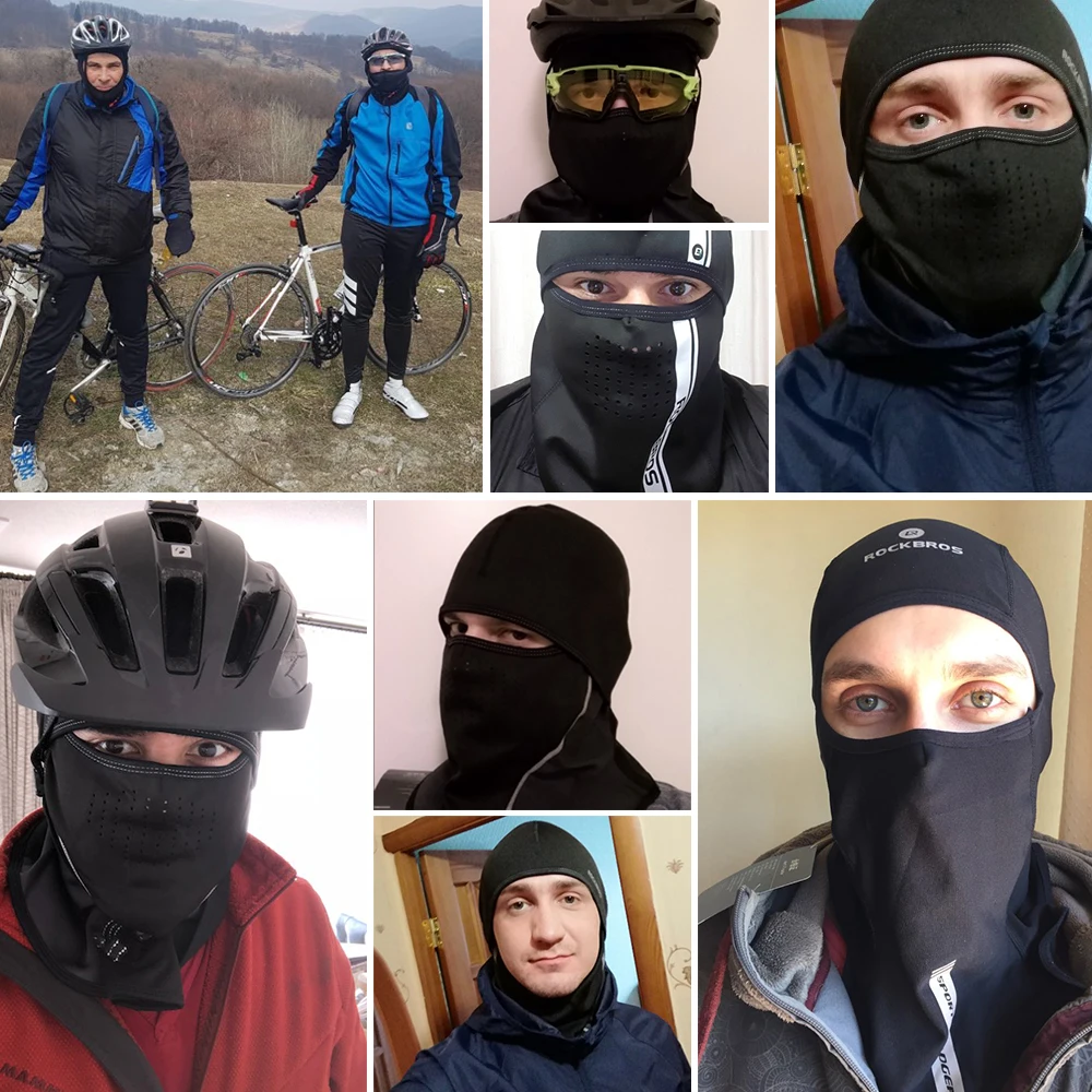 ROCKBROS зимняя Лыжная маска для велоспорта, катания на лыжах, маска ниндзя для шеи, теплая флисовая Спортивная полумаска для лица, теплая шапка, шарф, Балаклава