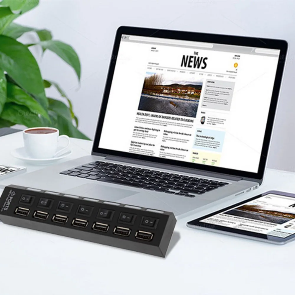 Высокое качество переключатель включения/выключения мини 7 портов USB 2,0 высокоскоростной концентратор Черный для ноутбука для ПК черный эргономичный дизайн