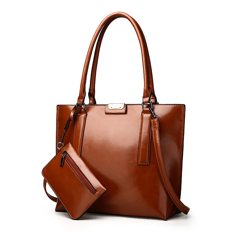 

Lady's in bag hig European and American Oil Wax Skin Pure Color Hand with Single Shoulder and Oblique Crossing 2019 New JIULIN