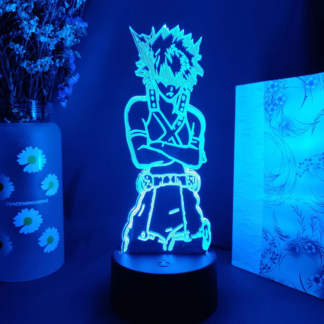 

Katsuki Bakugo Figurine 3D Illusion Night Lamp Anime My Hero Academia Bedroom Desk Decor LED Sensor Lights Color Changing Gift
