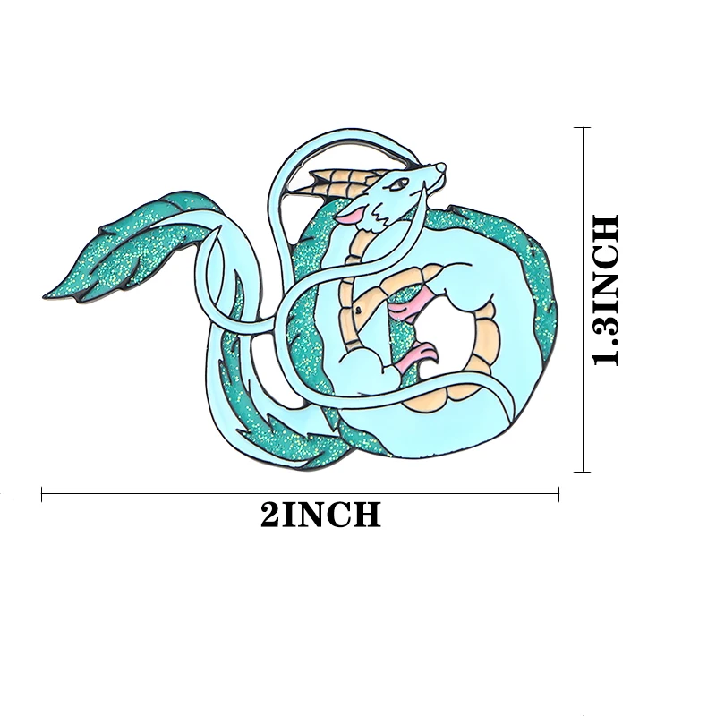 K155 Spirited Away White dragon Fashion Pins Metal Enamel Pins and Brooches for Women Backpack/Bags Badge Collar Jewelry 1pcs