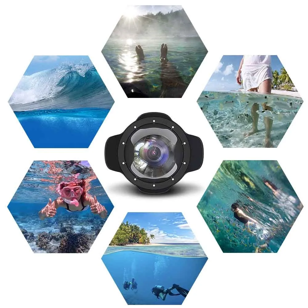 Camera Diving Fisheye Wide Angle Lens Dome Port Waterproof Flash Strobe for Sony Canon Nikon Camera Underwater Housing Case