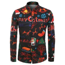 Camisas Hombre Manga Larga приталенная мужская повседневная Рождественская рубашка с принтом животных, топ, блузка, Рождественская мужская рубашка