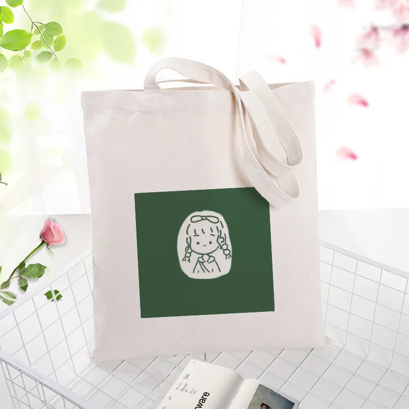 Зеленая серия Сумка вместительная сумка для покупок сумка на заказ Печать текстовый логотип DIY ежедневное использование холст эко экологическая многоразовая утилизация