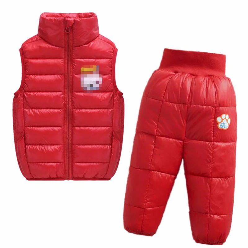 1-5Y Baby Kids Clothes Set Winter Girls Sleeveless Vest Jacket Boys Cartoon Print Pant Costume Suit for Children Clothing Sets
