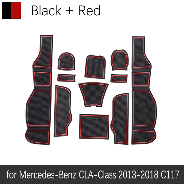 Противоскользящие резиновые чашки подушки двери паз коврик для Mercedes Benz CLA C117 W117 AMG 45~ аксессуары коврик для телефона - Название цвета: Красный