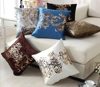 

60 Continental Handcraft Bronzing Pillow Covering Golden Throw Velour Decor Print Decortion Home Pillow Cushion