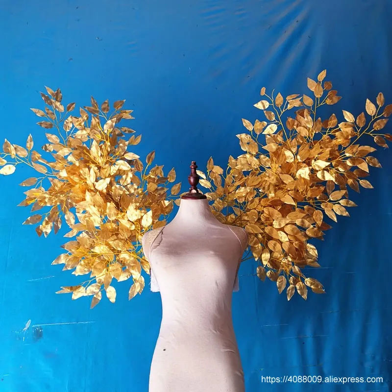 

Model Underwear stage show props Golden Leaf angel Wings Props for magazine shooting fairy wings