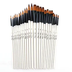 Ensemble de stylos à ligne pointus pour aquarelle, 12 pièces/ensemble, tige blanche perle, brosse à peinture, crochet, laine de Nylon, bricolage, fournitures d'art 