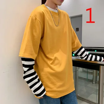 

Long-sleeved T-shirt cotton thick tide brand slim bottoming shirt trend embroidery solid color