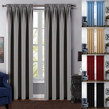 

1 Panel European Style Simple Blackout Curtains Living Room Bedroom Balcony Solid Color Curtains Polyester Perforated Curtain