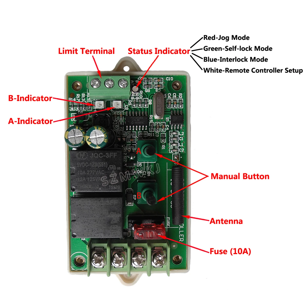Positive Inversion Controller Remote DC 9-30V 10A For DC Motor Linear Actuators