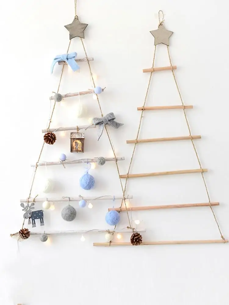 Рождественские украшения в скандинавском стиле, искусственные елки, деревянные елки, настенные украшения, новогодняя Детская комната, рождественские украшения