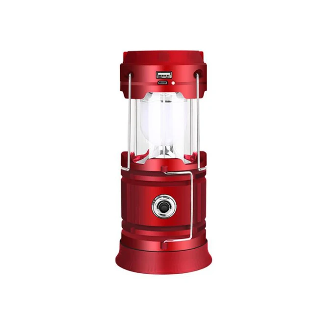 Solar Power Bank Rechargeable Lamp Torch Lantern Camping Light Outdoor Lighting 18650 Camping Light Rechargeable Torches Camping Red
