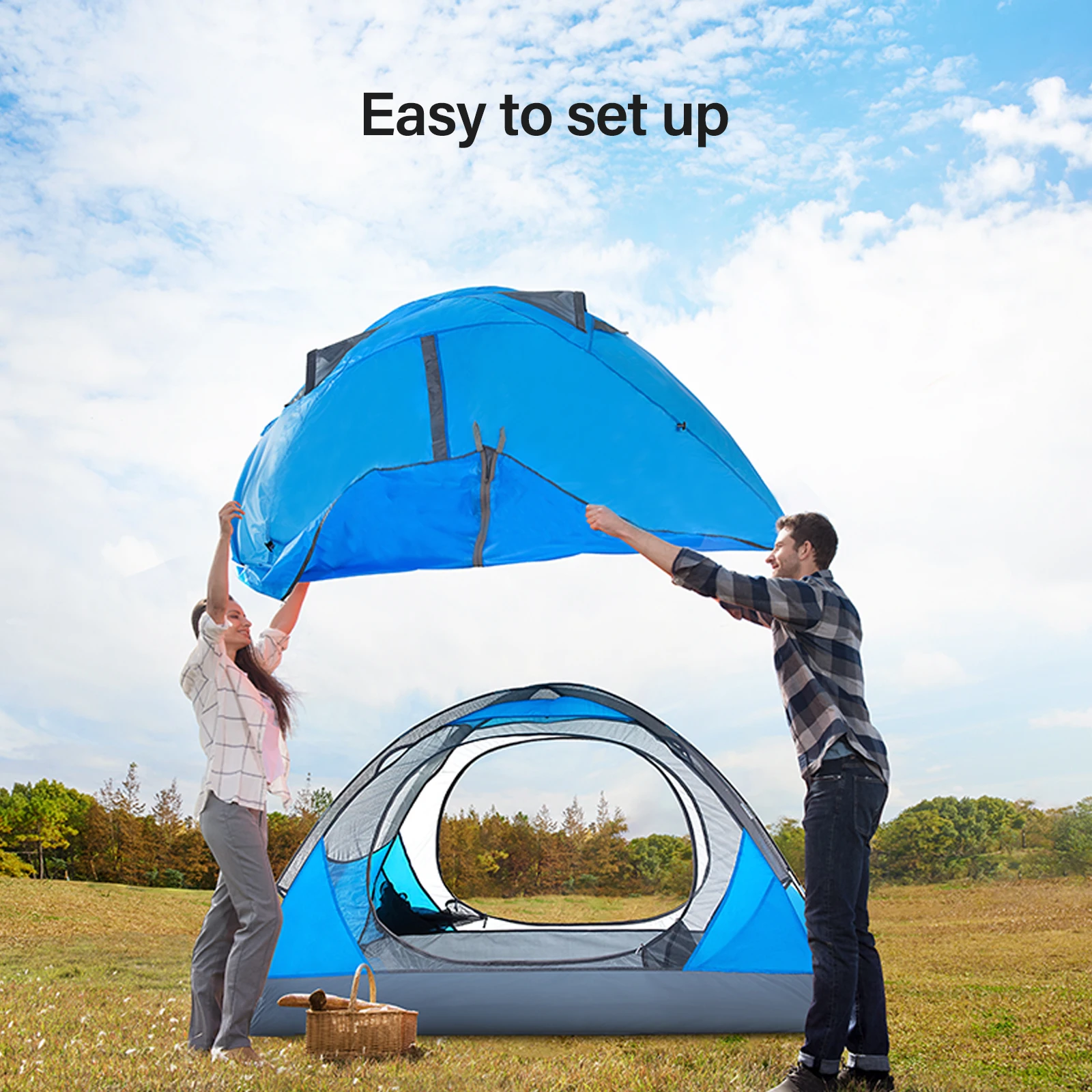 BSWOLF Camping Tent 2 Person Aluminum Pole Lightweight Tourist Tent Double Layer Portable for Hiking Travelling