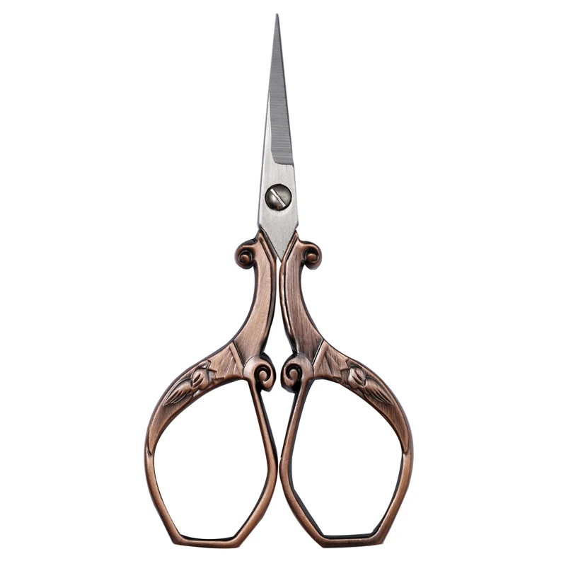 Red copper MIUSIE 1 шт. винтажные ножницы из нержавеющей стали для шитья ткани Вышивка Шитье ножницы инструмент порезы DIY ремесло 110*5 - Цвет: Red copper