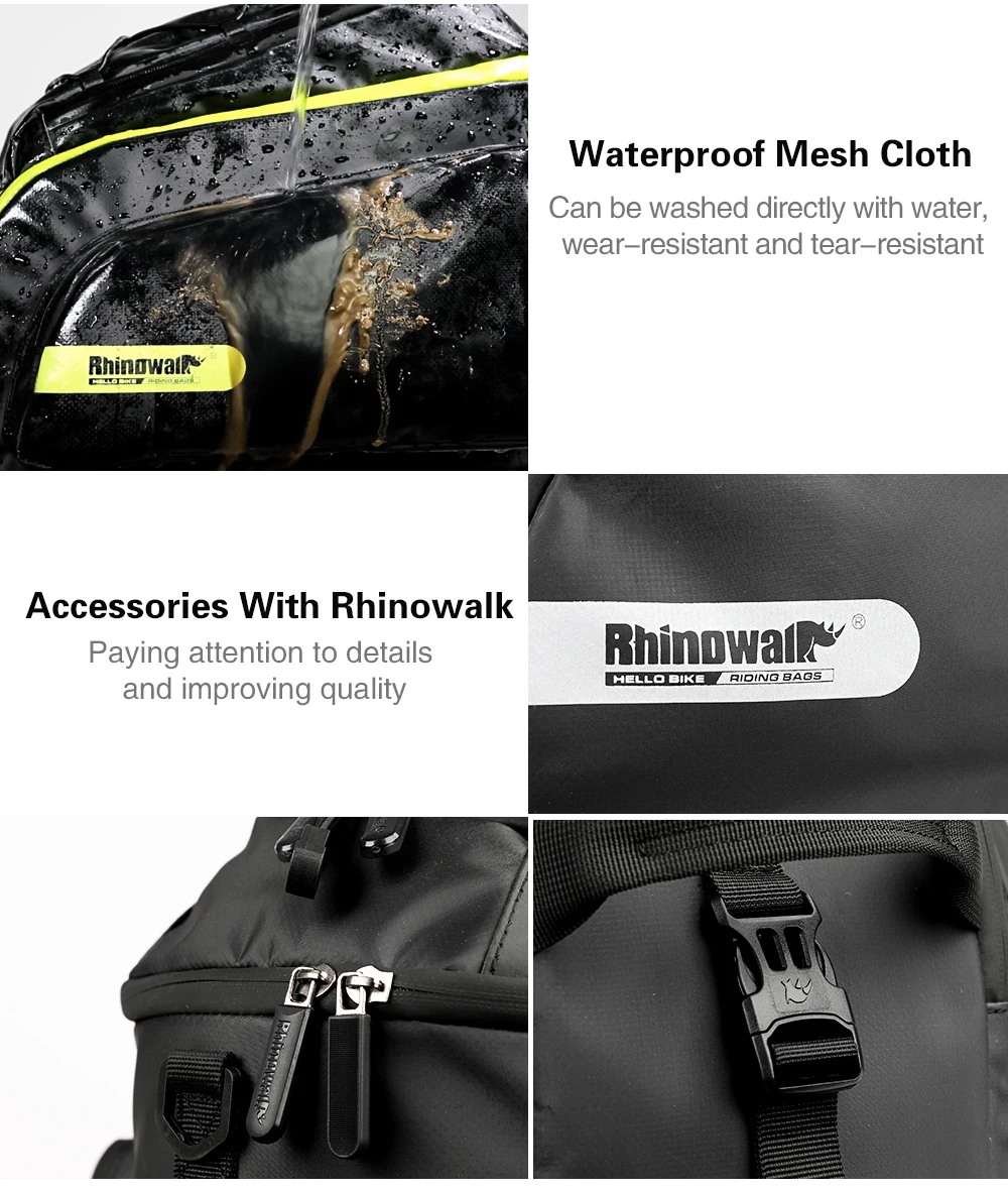 RHINOWALK New Bicycle Bags Mountain Bike Saddle Rack Trunk Bags Travel Cycling Luggage Carrier 17L Camera Handbag Waterproof  (12)