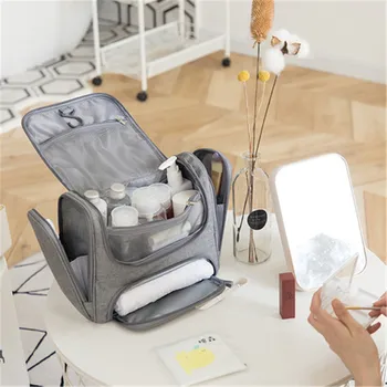 

gray Travel Cosmetic Bag Neutral Make Up Bag Waterproof Portable Oxford cloth Hanging High capacity Wash Bag Organizer Bathroom