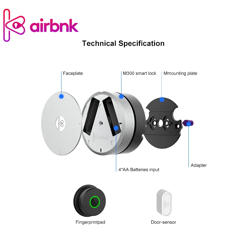 M300 Fingerprint Smart Lock Body Phone Control Steel Door sensor Lockbody Keyless Lock Core Control For Door Lock Upgrade