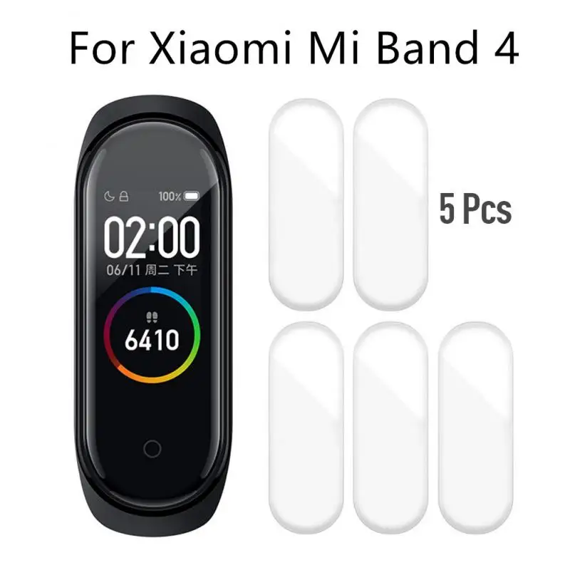 New 5PCS 9D Protective Film For Xiaomi Mi Band 4 On Smart Watchband Full Cover Soft Screen Protector Miband4 Hydrogel | Электроника