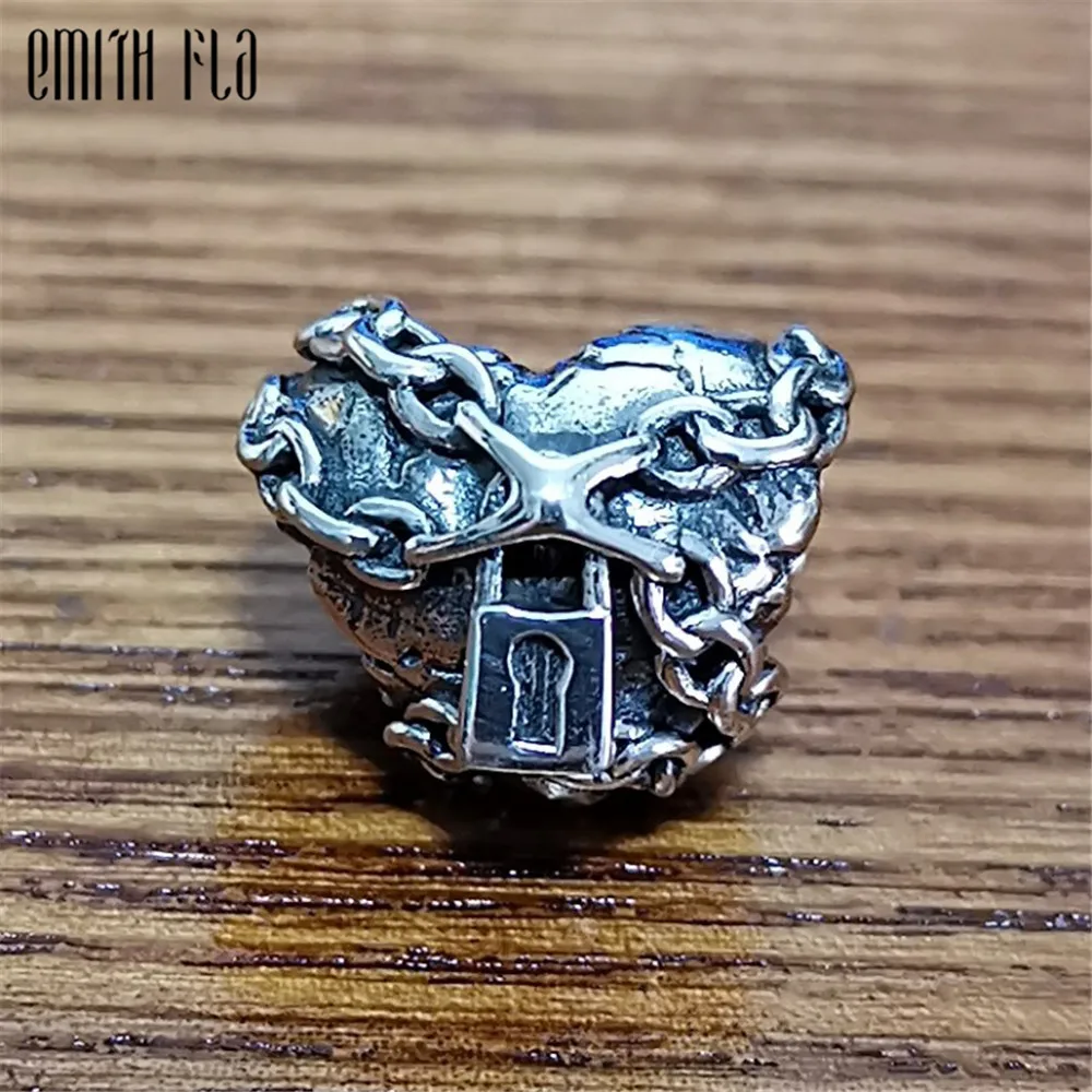 

Retro Heart Lock Charms Silver 925 Original Beads Fit Original Brand Bracelet Jewelry Vintage Bead for Jewelry Making Beads