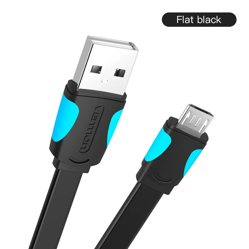 Vention Micro USB кабель провод для быстрого заряда для Android мобильного телефона синхронизации данных Кабель зарядного устройства 3 м 2 м 1 м для samsung htc Xiaomi sony - Цвет: VAS-A08 Black Flat