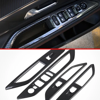

Carbon fiber Style Interior Door Window Armrest Cover Buttons Switch Panel Trim Molding Garnish For Peugeot 3008 2016 2017