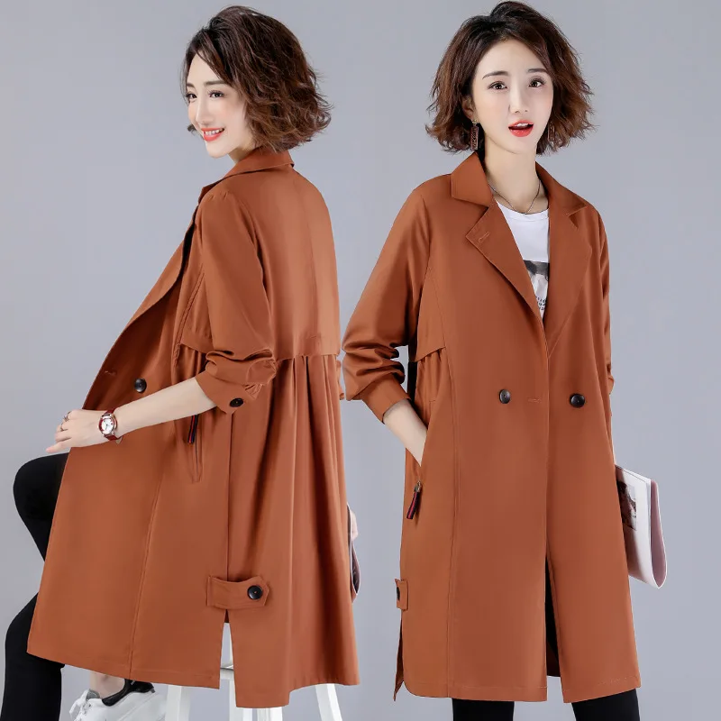 

2019 Autumn Clothing New Style Korean-style Loose Fashion Trench Coat Mid-length Double Breasted Casual Coat