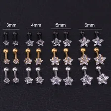 

2pcs Star Cz Barbell Cartilage Stud Earring 20g Stainless Steel Small Tragus Conch Rook Helix Ear Piercing Jewelry