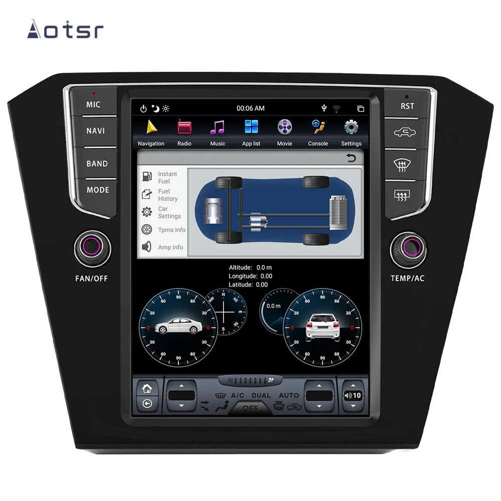 Perfect Aotsr Tesla 10.4“  Vertical screen Android 8.1 Car DVD Multimedia player GPS Navigation For Volkswagen Magotan CC 2017+  carplay 5