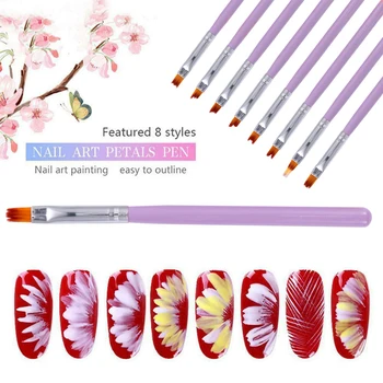 

1pcs 8 Type Gradient UV Gel Acrylic Nail Art For Nail Polish Drawing Brush Sable Nail Painting Flower DIY Decor Manicure Pen