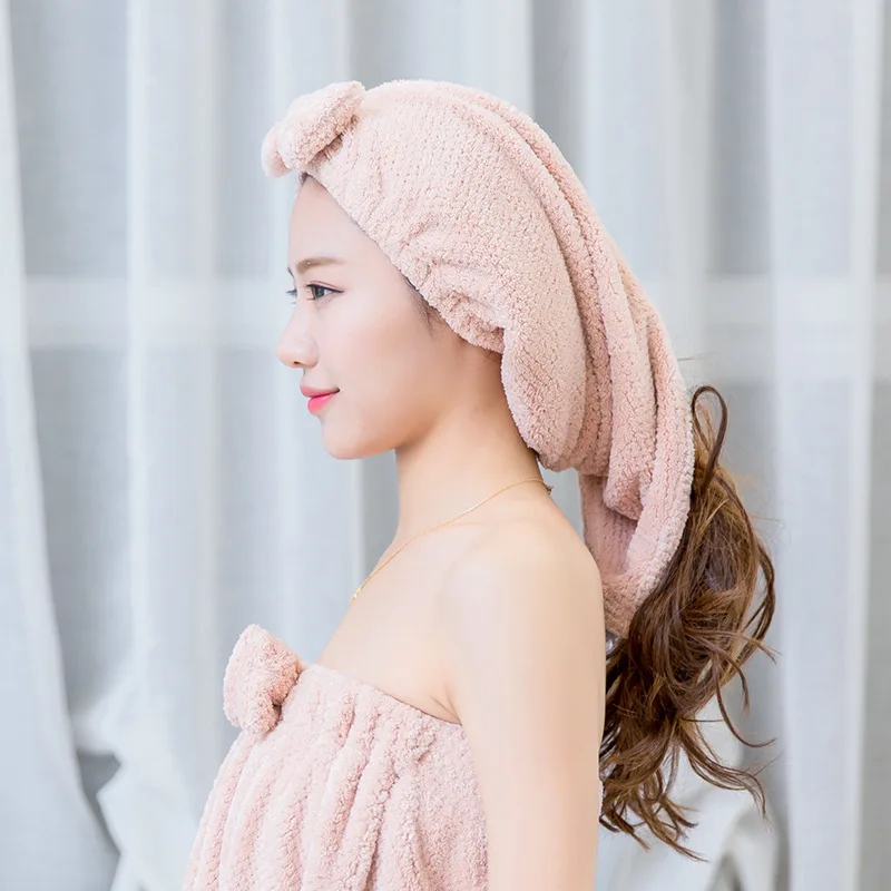 a Sugan Life New Japanese style triangle dry hair towel Super absorbent non-blowing headband pineapple set head dry hair cap - Цвет: a