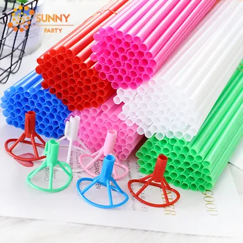 

50pcs Foil Balloons Stick Holder White 40cm PVC Balloon Sticks Happy Birthday Wedding Party Decor Ballon Accessories Supplies