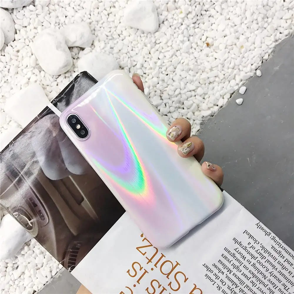 

Glossy Glitter Gradient Laser Beam Bling Shining Aurora Phone Case for iPhone 11 Pro XS Max XR X 8 7 6S 6 Plus Back Cover Coques