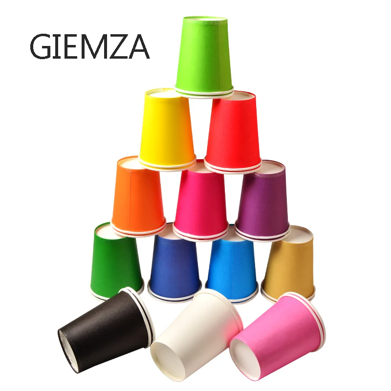 

GIEMZA 9oz Paper Cups Disposable White 20pcs Red Blue Compostable Colored ECO Party Water or Coffe Cup No Lids Holder