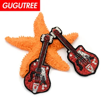 

GUGUTREE India silk embroidery guitar patch animal cartoon patches badges applique patches for clothing SK-232