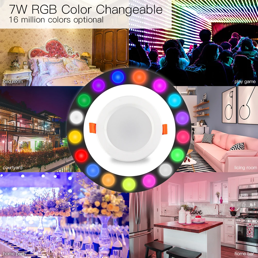 WiFi умный светодиодный светильник с затемнением круглые светлые пятна 7 Вт RGB Изменение цвета 2700 K-6500 K теплый холодный светильник для работы с Alexa Google Home